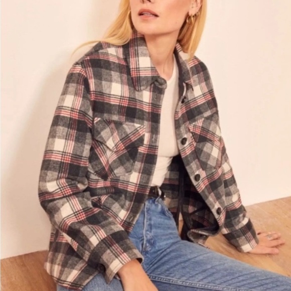 Reformation Woodside Plaid Shacket Jacket - Picture 3 of 15
